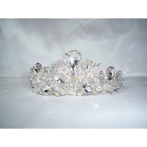 Rhinestone tiara crown Princess Tiara ,Floral Rhinestone Crown Bridal Headpiece - Picture 3 of 8